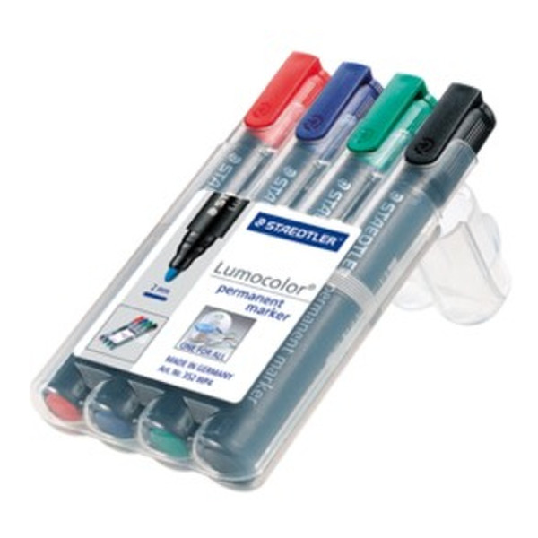 Staedtler Lumocolor permanent Черный, Синий, Зеленый, Красный 4шт перманентная маркер