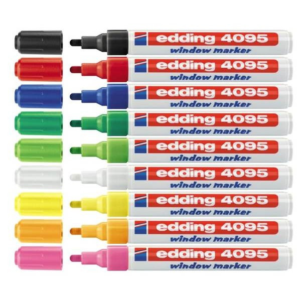 Edding 4095 Черный, Синий, Зеленый, Оранжевый, Розовый, Красный, Фиолетовый, Белый, Желтый 10шт маркер