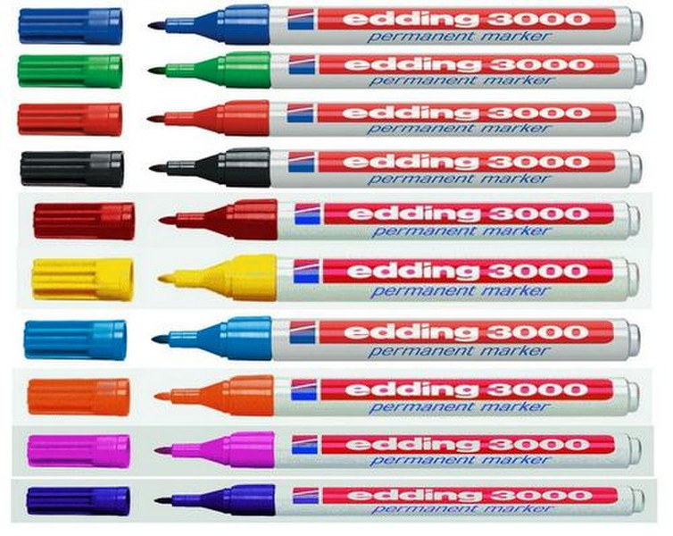 Edding 3000 Black,Blue,Green,Red 4pc(s) permanent marker