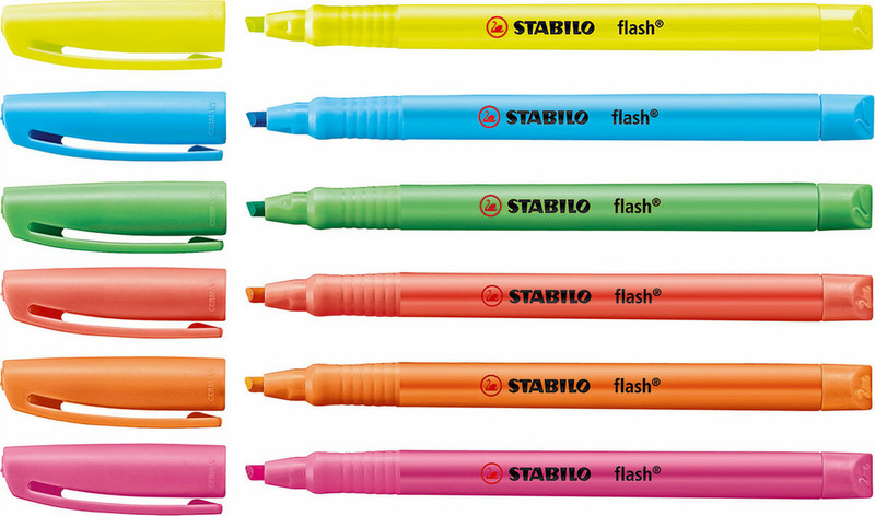 Stabilo Flash Синий, Зеленый, Оранжевый, Розовый, Красный, Желтый 6шт маркер