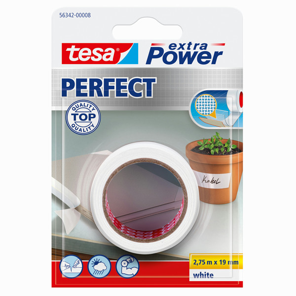 TESA extra Power Perfect 2.75м Ткань Белый 1шт канцелярская/офисная лента