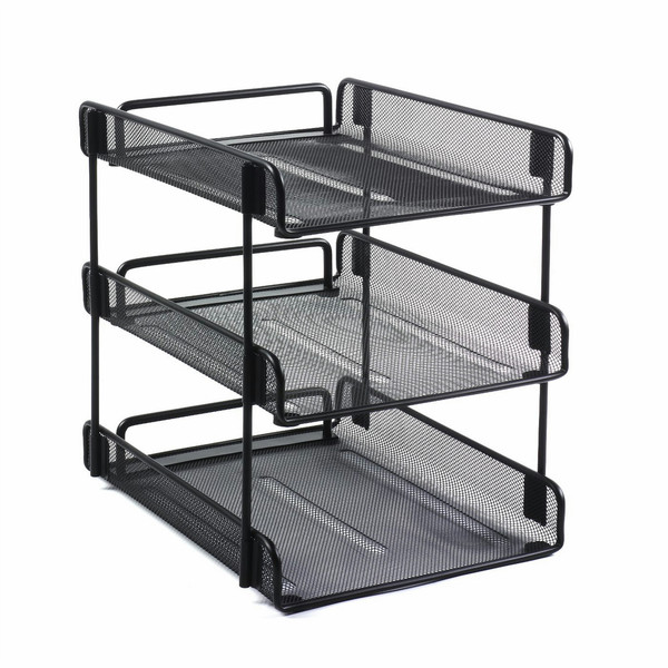Rexel 3 Tiered Wire Letter Tray Black desk tray