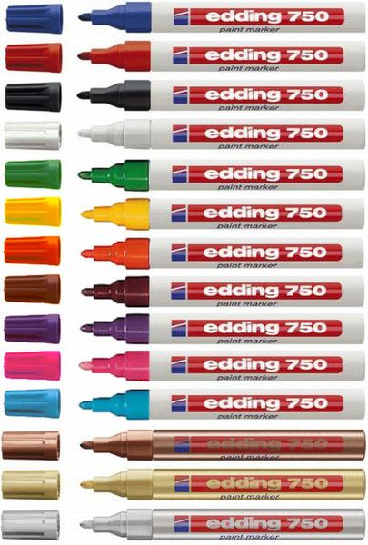 Edding 750 Black,Brown,Gold,Green,Orange,Pink,Red,Silver,Violet,Yellow 10pc(s) paint marker
