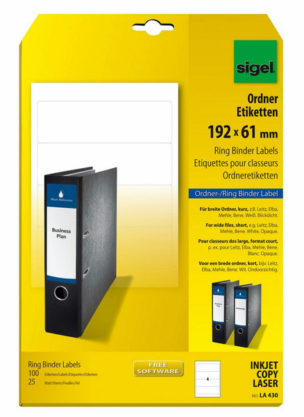 Sigel LA430 Non-adhesive printer label наклейка для принтеров