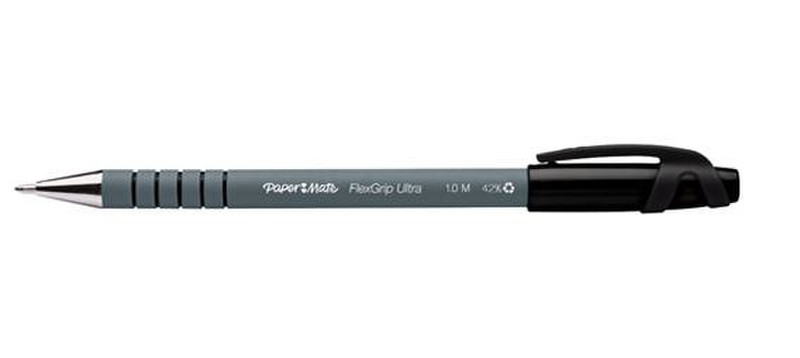 Papermate FlexGrip Ultra Clip-on retractable ballpoint pen Средний Черный 5шт