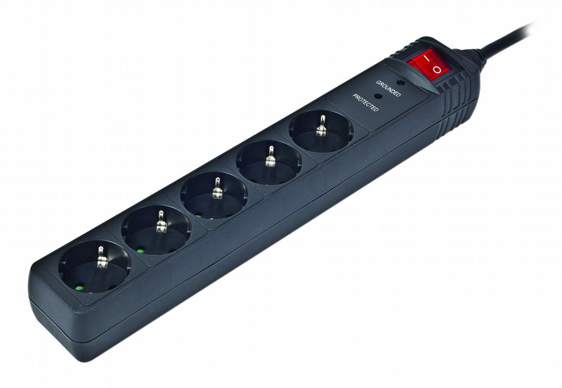 Gembird SPG5-C-10 5AC outlet(s) 250V 3m Black surge protector