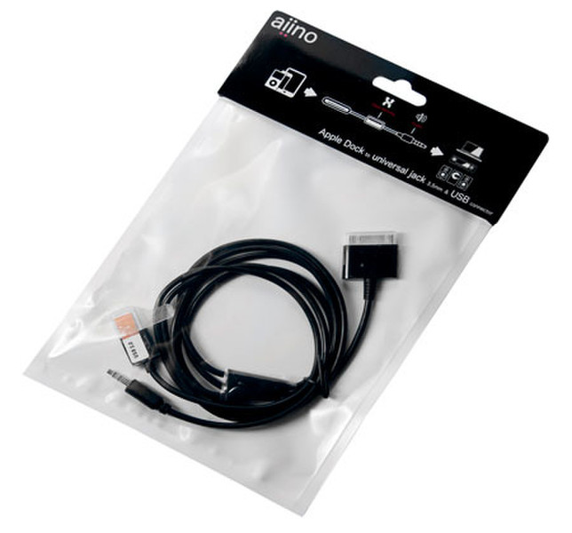 Aiino Dock/3.5mm+USB Apple 30-p USB + 3.5mm Schwarz Handykabel