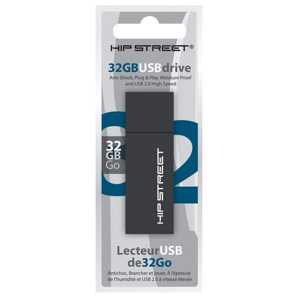 Hip Street 32GB 32ГБ USB 2.0 Черный USB флеш накопитель