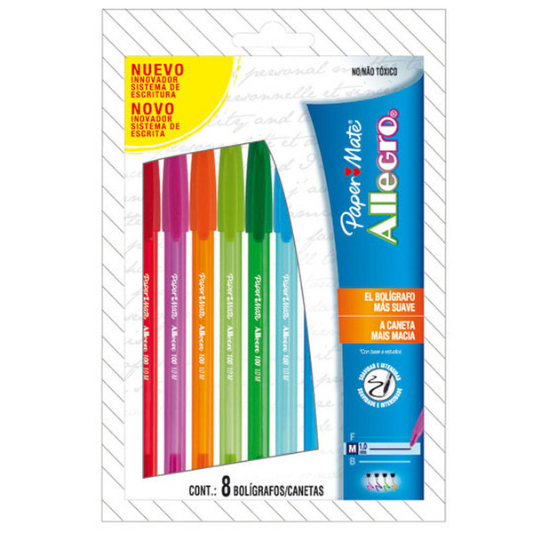 Berol 17490418910 Black,Blue,Green,Orange,Pink,Red,Violet,Yellow 8pc(s) ballpoint pen