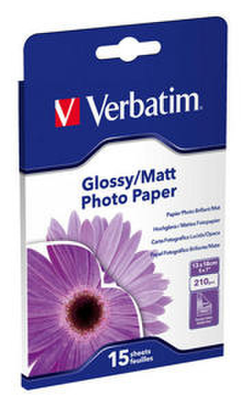Verbatim Double Sided Glossy/Matt Photo Paper 13x18cm 210gsm 15pk Multicolour photo paper