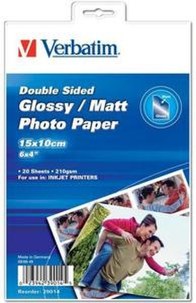 Verbatim Double Sided Glossy/Matt Photo Paper 15x10cm 210gsm 20pk фотобумага