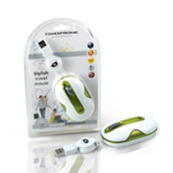 Conceptronic Stylish Travel Mouse USB Оптический 800dpi Зеленый компьютерная мышь