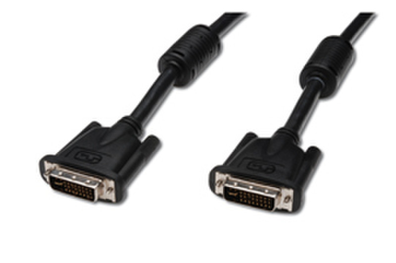 Digitus DVI-I connection cable, DVI(24+5), 2x ferrite 3m DVI-I DVI-I Schwarz DVI-Kabel