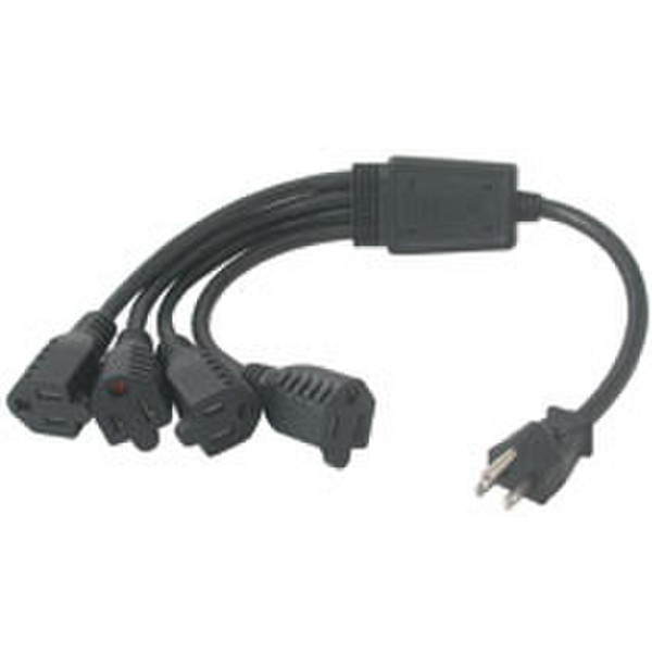 C2G 1-to-4 Power Cord Splitter 3ft 0.91м NEMA 5-15P Черный кабель питания