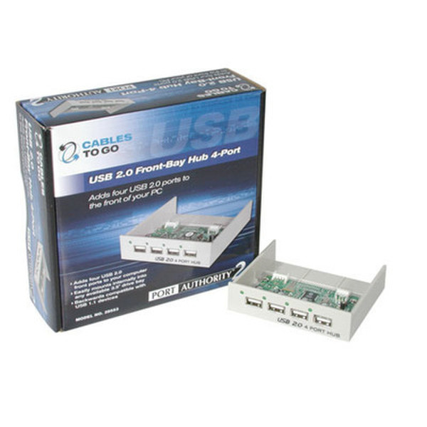C2G Port Authority USB 2.0 Hi-Speed Front-Bay Hub 4-port 480Mbit/s White interface hub
