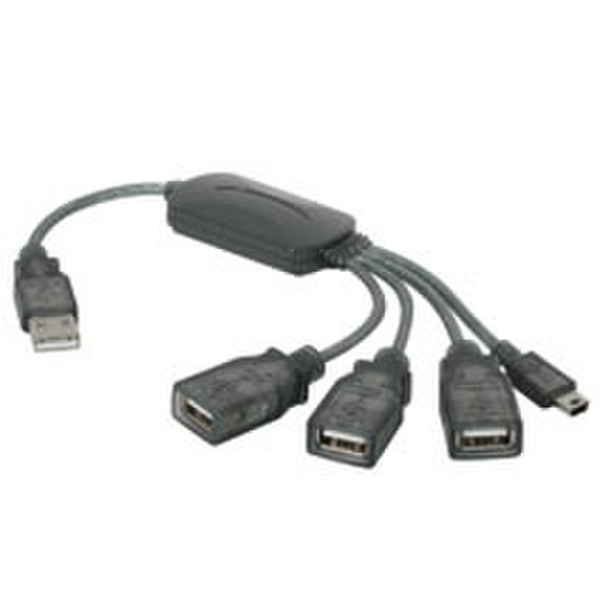 C2G 4-Port USB 2.0 Hub Cable USB A USB Mini B Серый кабельный разъем/переходник