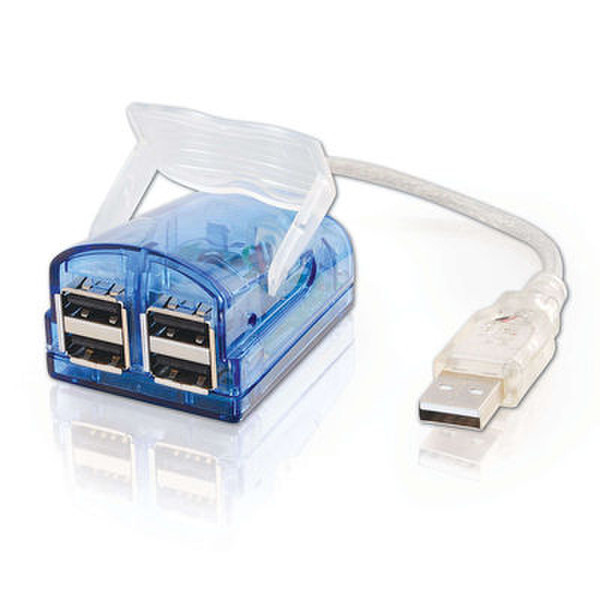 C2G USB 2.0 4-Port Laptop Hub with LED Cable 480Мбит/с Синий хаб-разветвитель