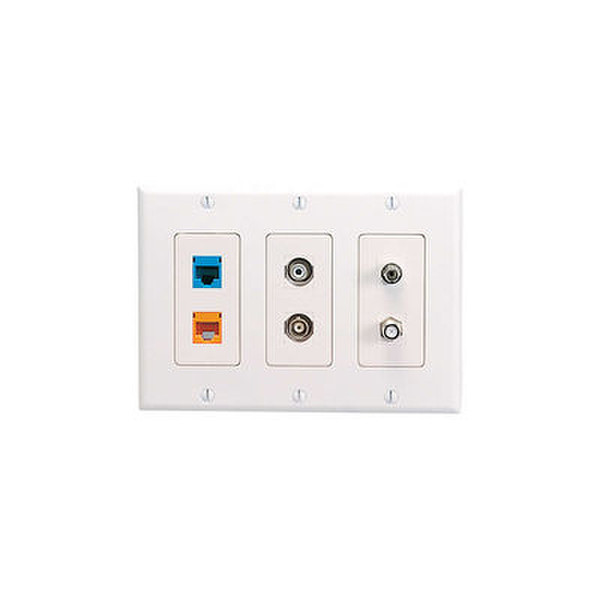 C2G Decorative Triple Gang Wall Plate - White