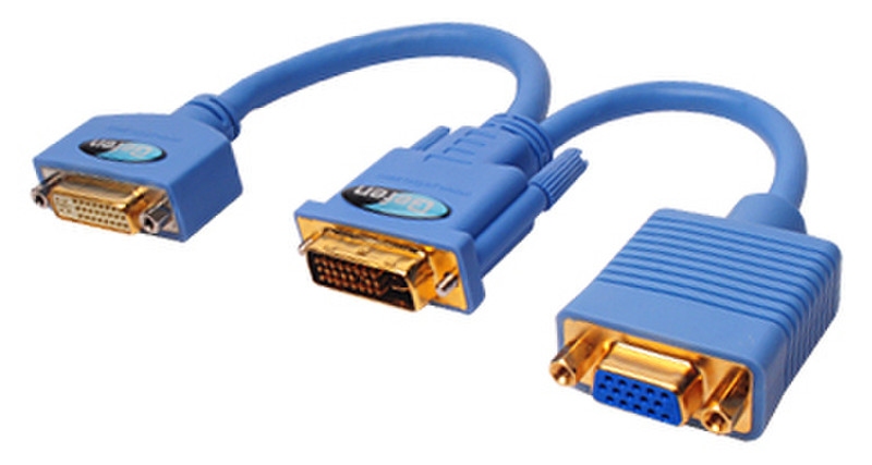 Gefen ADA-DVI-2-DVIVGA DVI x 2 VGA Синий кабельный разъем/переходник