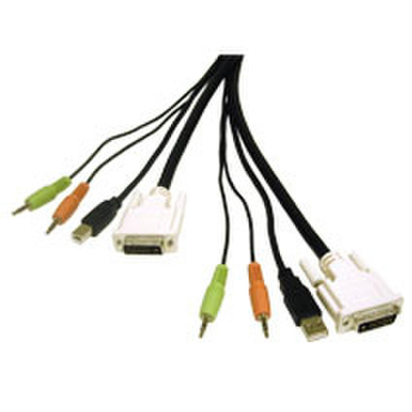 C2G DVI Dual Link/USB 2.0 KVM Cable with Speaker and Mic 6ft 1.83m Black KVM cable