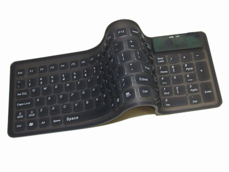 Adesso Compact Waterpoof Flexible Keyboard (black) USB+PS/2 Black keyboard