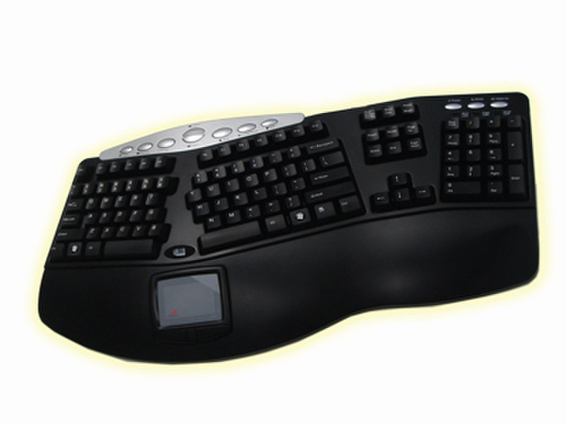 Adesso Tru-Form™Pro -Contoured Ergonomic Keyboard with Built-In Touchpad and Hot Keys USB QWERTY Черный клавиатура