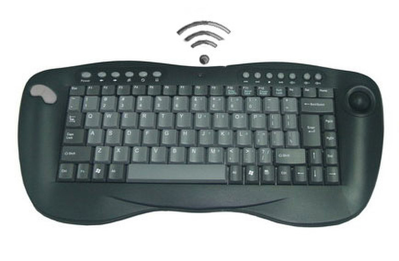 Adesso 2.4 GHz RF Wireless Mini Keyboard w/Optical Trackball RF Wireless QWERTY Black keyboard