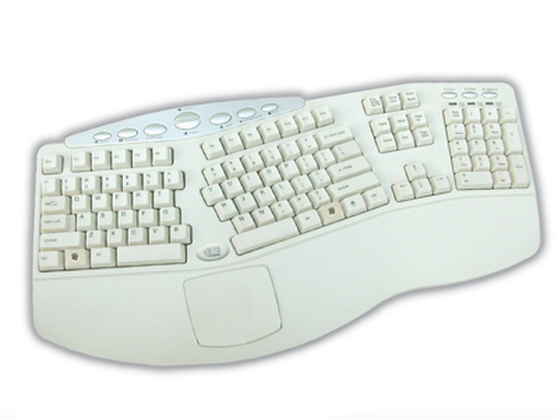 Adesso Tru-Form™ Media - Contoured Ergonomic Keyboard with Hot Keys USB+PS/2 QWERTY White keyboard