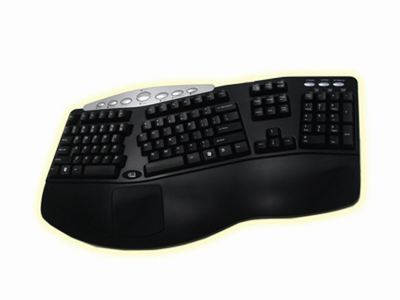 Adesso Tru-Form™ Media - Contoured Ergonomic Keyboard with Hot Key USB+PS/2 QWERTY Black keyboard