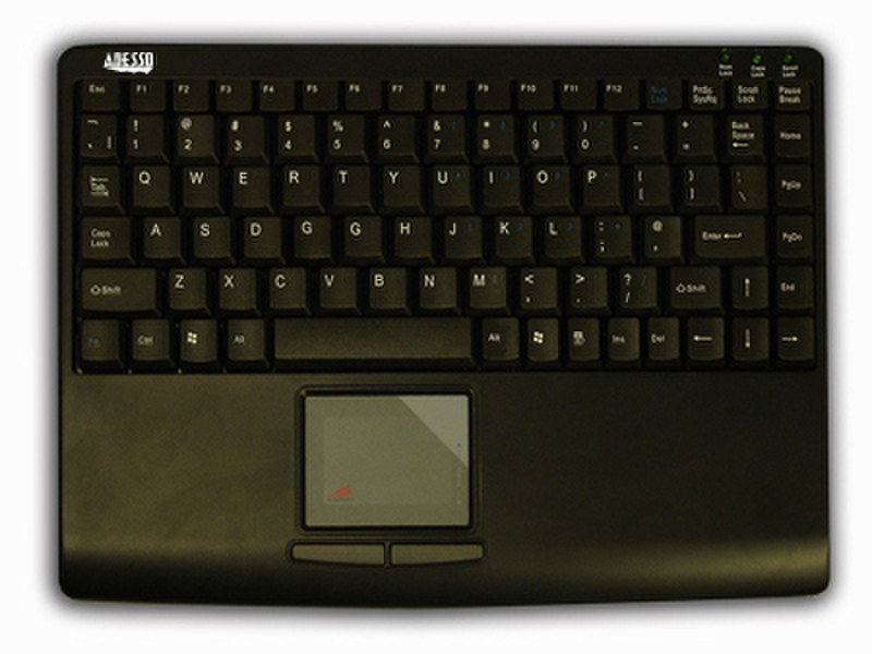 Adesso Slim Touch Mini Keyboard with built in Touchpad (Black) USB QWERTY Black keyboard