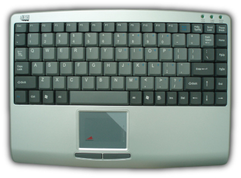 Adesso SlimTouch Mini keyboard with built in TouchPad PS/2 QWERTY Silver keyboard