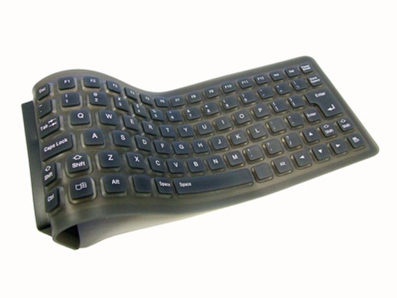 Adesso Flexible Mini Waterproof Keyboard (black) USB+PS/2 Black keyboard
