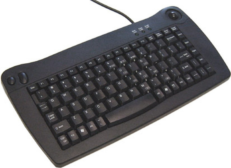 Adesso Mini-Trackball Keyboard (Black) PS/2 QWERTY Black keyboard