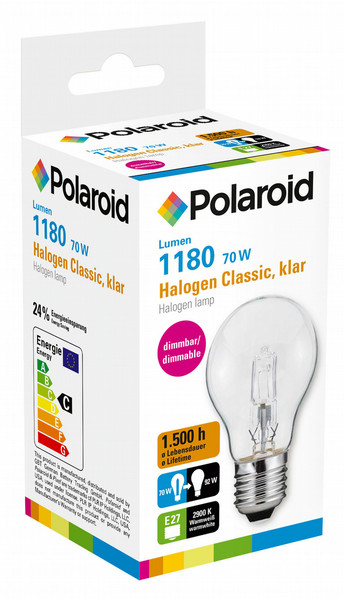 Polaroid Halogen Classic 70W E27 70W E27 C White halogen bulb