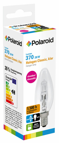Polaroid Halogen Classic Candle 28W E14 28Вт E14 C Белый галогенная лампа