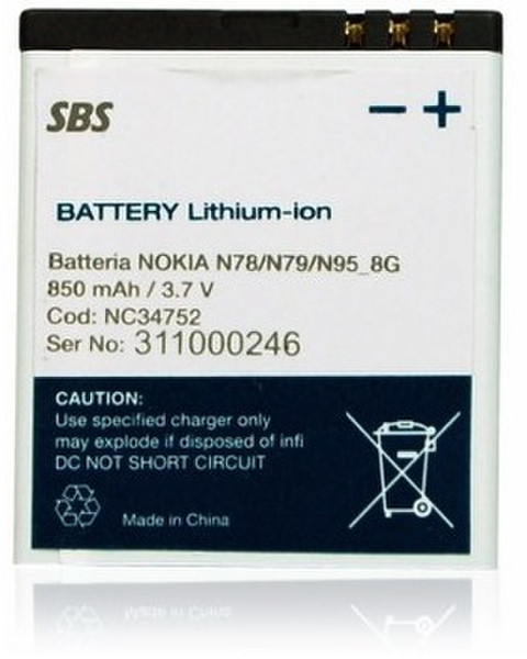 SBS NC34752 Lithium-Ion 850mAh 3.7V rechargeable battery