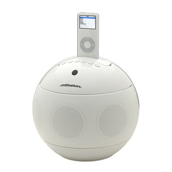 mStation 2.1 Stereo Orb-White iPod Speaker System - 2.1-channel 30W White loudspeaker