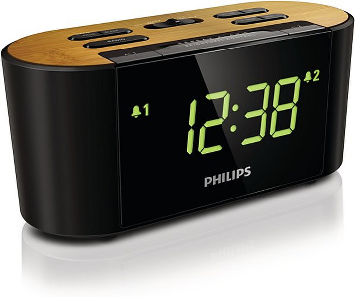Philips AJ3570 Digital table clock Прямоугольный Черный, Деревянный настольные часы