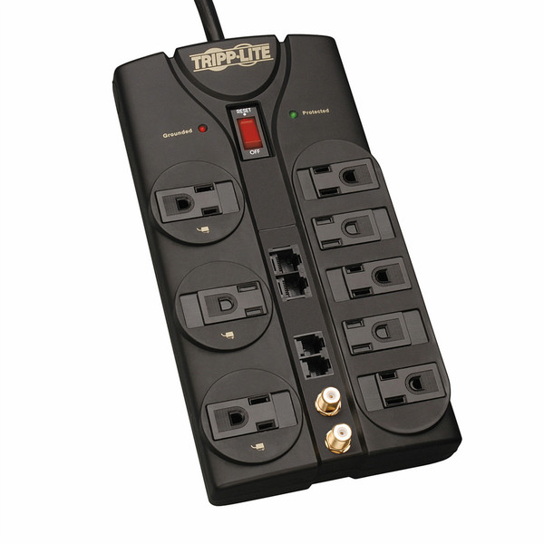 Tripp Lite Protect It! 8-Outlet Surge Protector, 10-ft. Cord, 3240 Joules, Modem/Coax/Ethernet Protection, RJ45