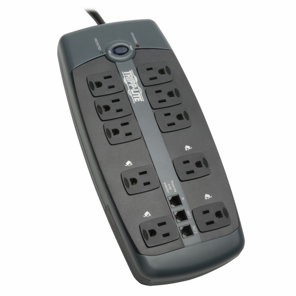 Tripp Lite Protect It! 10-Outlet Surge Protector, 8-ft, Cord, 2395 Joules, Tel/Modem Protection