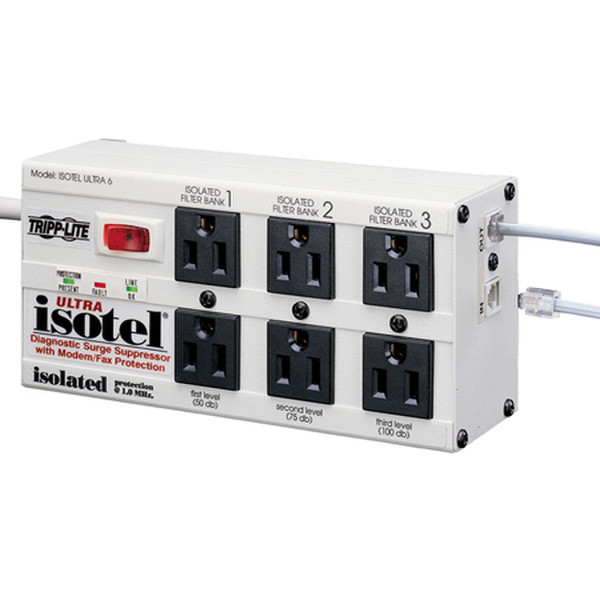 Tripp Lite ISOTEL6ULTRA Isobar Surge Suppressor 6AC outlet(s) 120V 1.8m Weiß Spannungsschutz