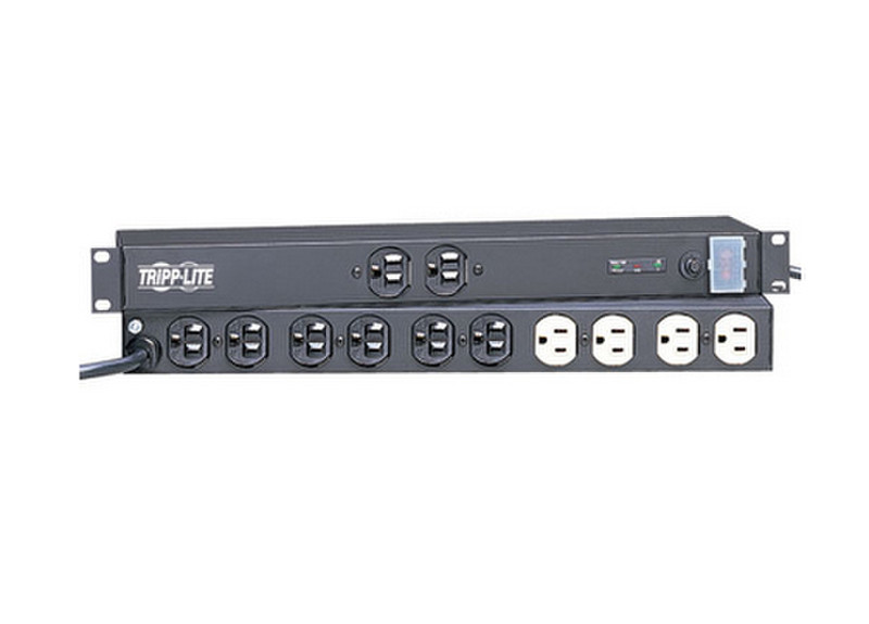 Tripp Lite Isobar 12-Outlet Network Server Surge Protector, 1U Rack-Mount, 15-ft. Cord, 3840 Joules, 5-15P, 15A