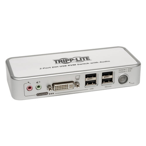 Tripp Lite 2-портовый (DVI/USB) компактный КВМ-переключатель с аудиоразъемами и кабелями KVM переключатель
