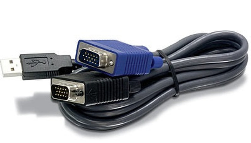 Trendnet 2.8m USB/VGA KVM 2.8m Schwarz Tastatur/Video/Maus (KVM)-Kabel