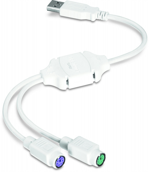 Trendnet USB-PS/2 2x 6-p Mini-DIN USB 2.0 Синий кабельный разъем/переходник