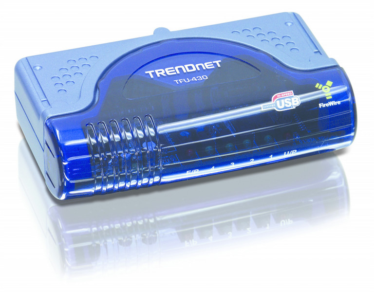 Trendnet 7-Port USB/FireWire Combination Hub 480Mbit/s Blue,Silver interface hub
