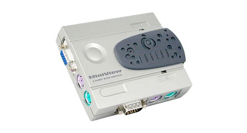 iogear 2-Port MiniView Compact KVM Kit w/Cables Grau Tastatur/Video/Maus (KVM)-Switch