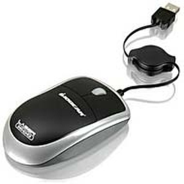 iogear Laser Travel Mouse, 1600 dpi, w/Retractable Cable USB Mechanical 1600DPI mice