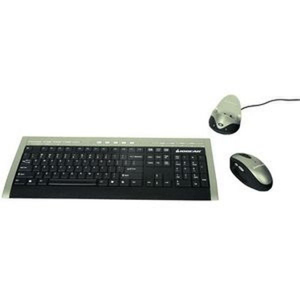 iogear Long Range Mobile Desktop Беспроводной RF QWERTY Черный клавиатура