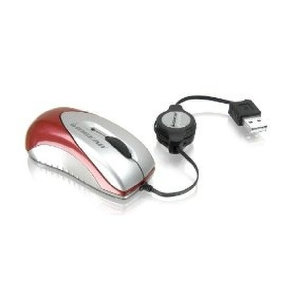 iogear USB Optical Mini Mouse, 800 dpi USB Оптический 800dpi Красный компьютерная мышь